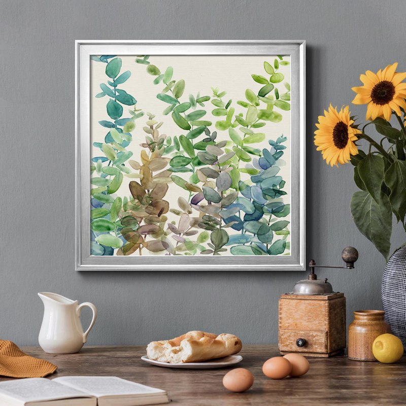 Eucalyptus Grove - Peinture sur toile encadrée, Argent, H 26,5 po x l 26,5 po x P 1,5 po