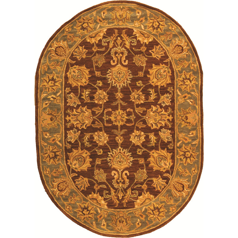 Tapis doré / brun en laine touffeté à la main Cranmore, Ovale 7 pi 6 po x 9 pi 6 po