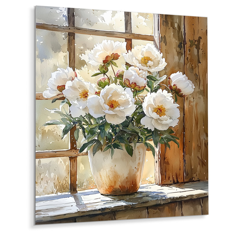 Julitsa - pivoines, impression sur métal, H 20 po x l 12 po