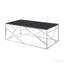 Table basse moderne Modern - plateau en verre trempé noir, structure en acier inoxydable - chrome poli