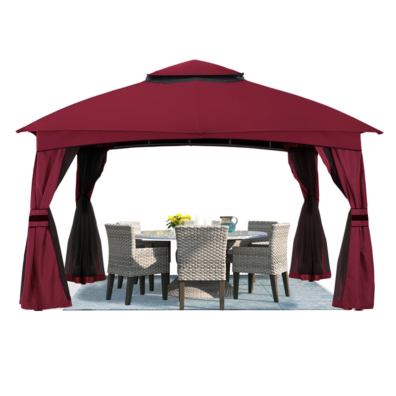 Steel Patio The Soft Roof Gazebos, Gray, 110" H x 143" W x 118" D