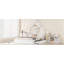 Grand lit plateforme en bois avec garde-corps et 2 tiroirs, blanc