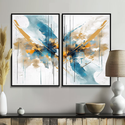 Teal And Gold Elegance - Abstract Minimalism Oversized Canvas Prints