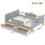 Lit plateforme double avec tiroirs de rangement, structure de lit en bois massif avec garde-corps-726662753-726662687
