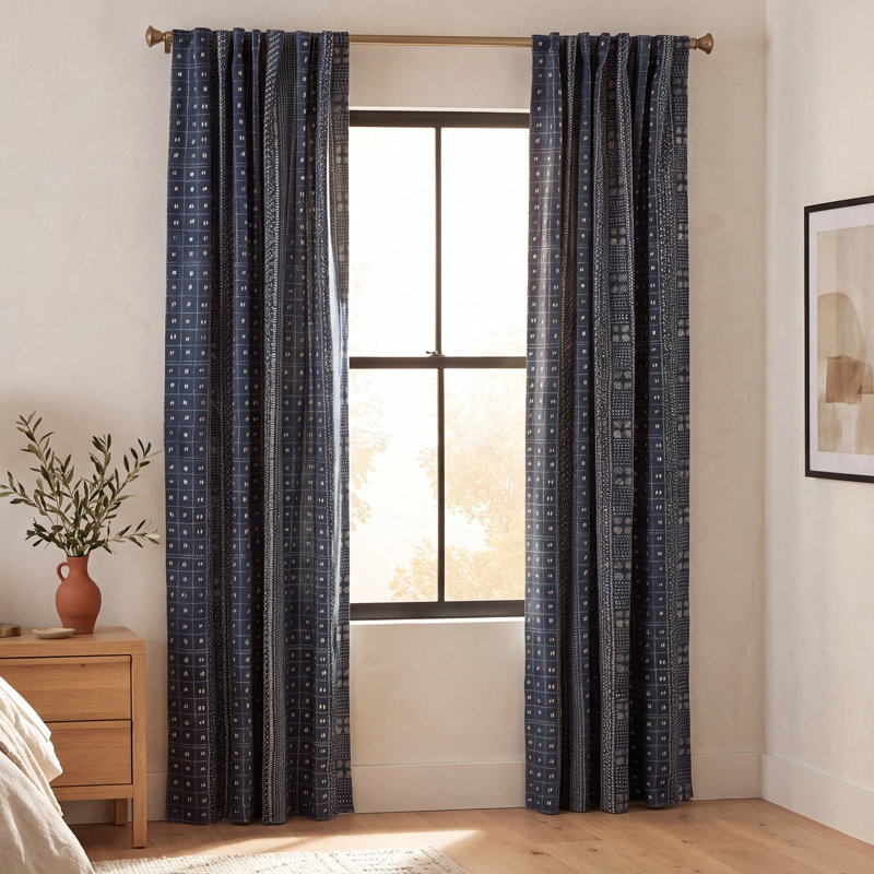Kodi Batik Indigo Curtain Panel, 55" W x 96" L