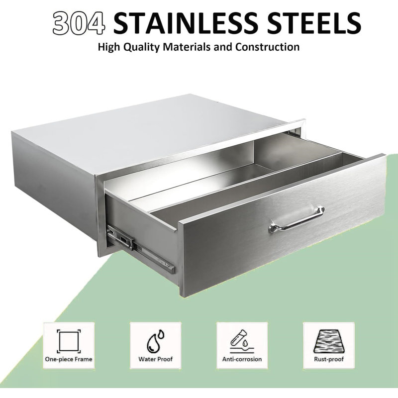 Outdoor Kitchen Drawers 76.2cmX25.4cm Stainless Steel BBQ Drawer