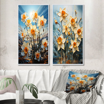 Daffodil Bloom Sunshine - Daffodils Canvas Prints Set Of 2