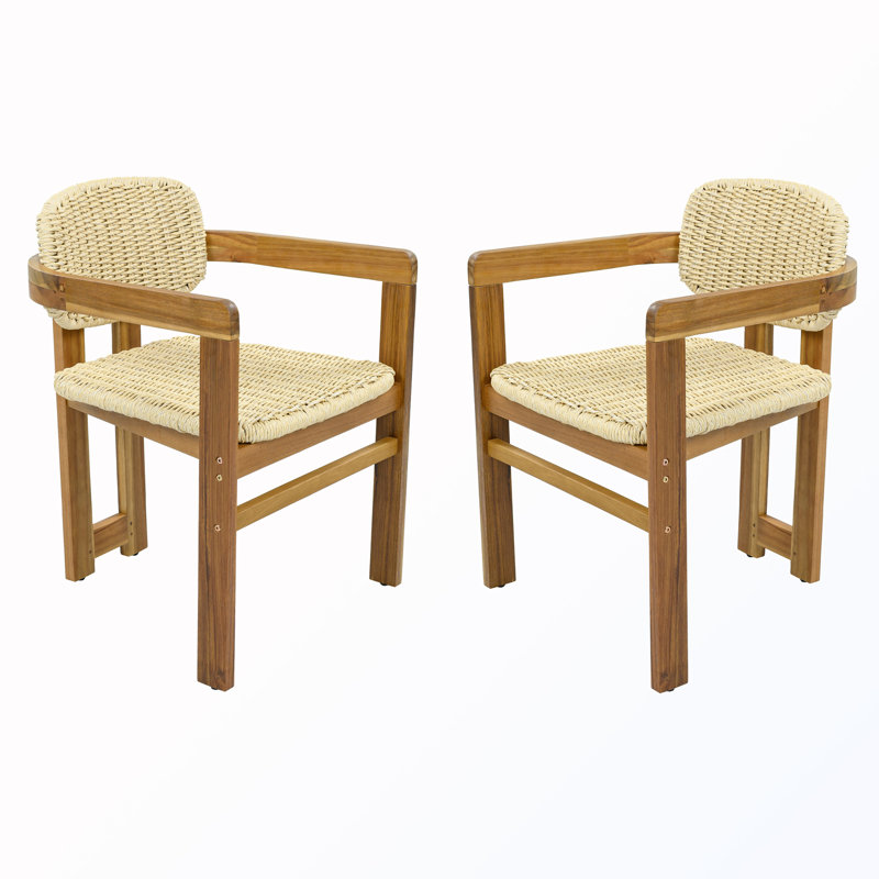 Chaise d'appoint d'extérieur en bois (ensemble de 2)