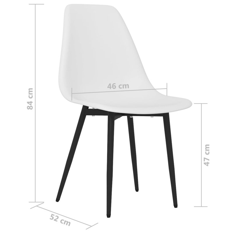 vidaXL Dining Chair Polypropylene Standard Ergonomic, White, 2