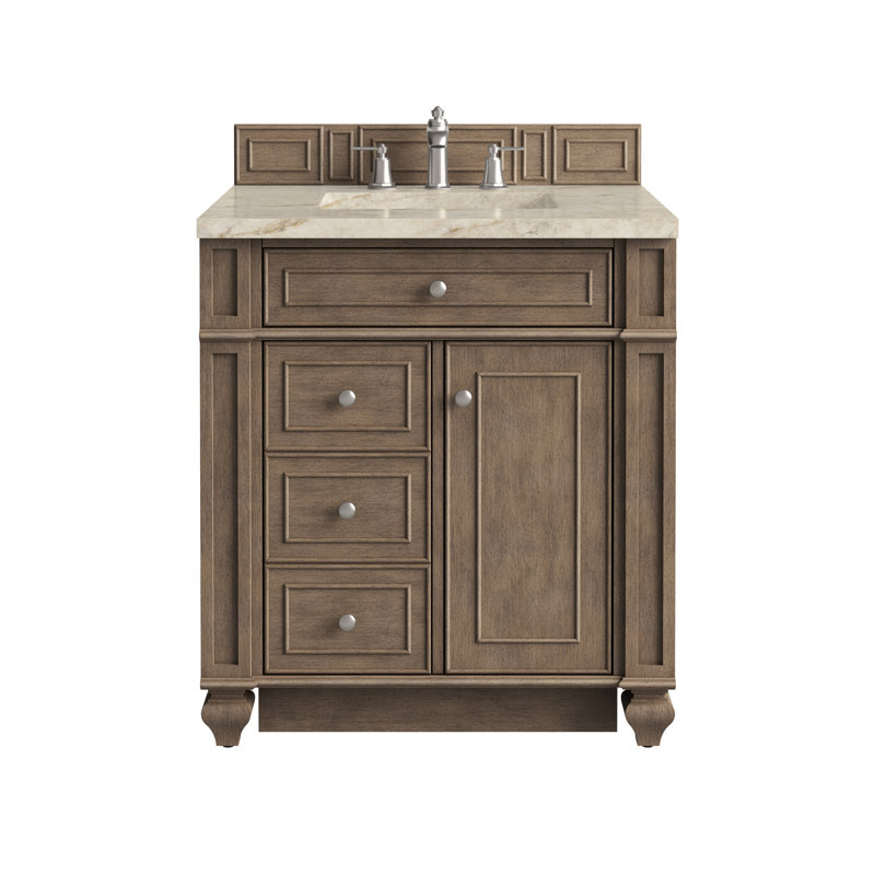 Bristol 30'' W Single Vanity, Whitewashed Walnut, 8" Widespread, Tajnar Eclos