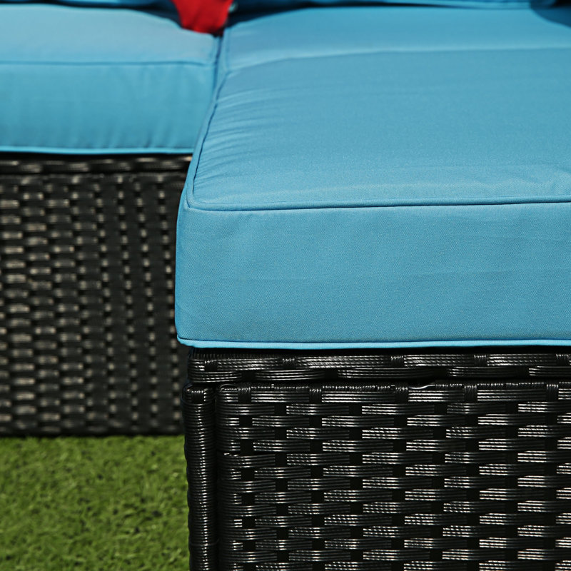 Ensemble de canapé modulaire d'extérieur 5 pièces 5 pièces, Bleu, Noir