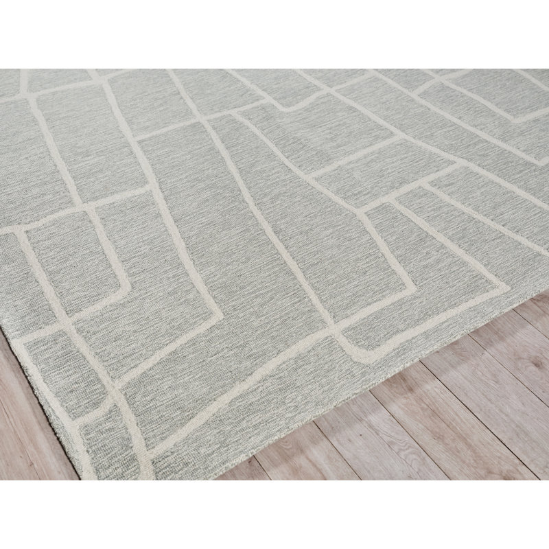 Exquisite Rugs Tangiers Handmade Hand-Tufted New Zealand Wool On Canvas Blue/Ivory Area Rug, Rectangle 6' x 9'
