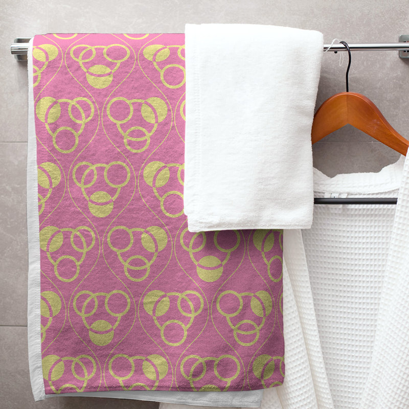 Classic Circles and Waves Bath Towel, Pink/Yellow
