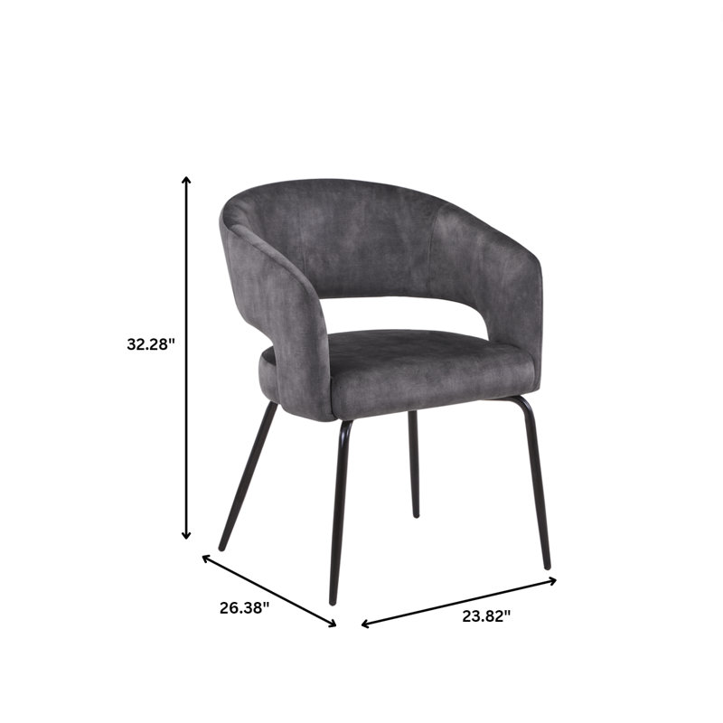 Chaise rembourrée Huda, Gris anthracite