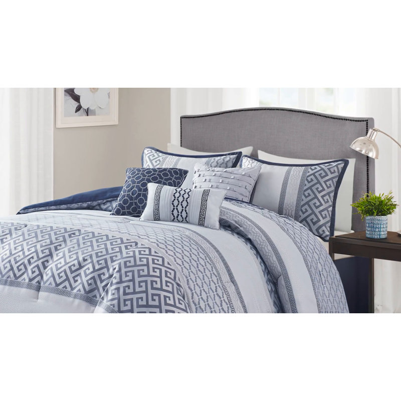 Navy Microfiber California King 7-Piece Bedspread Set