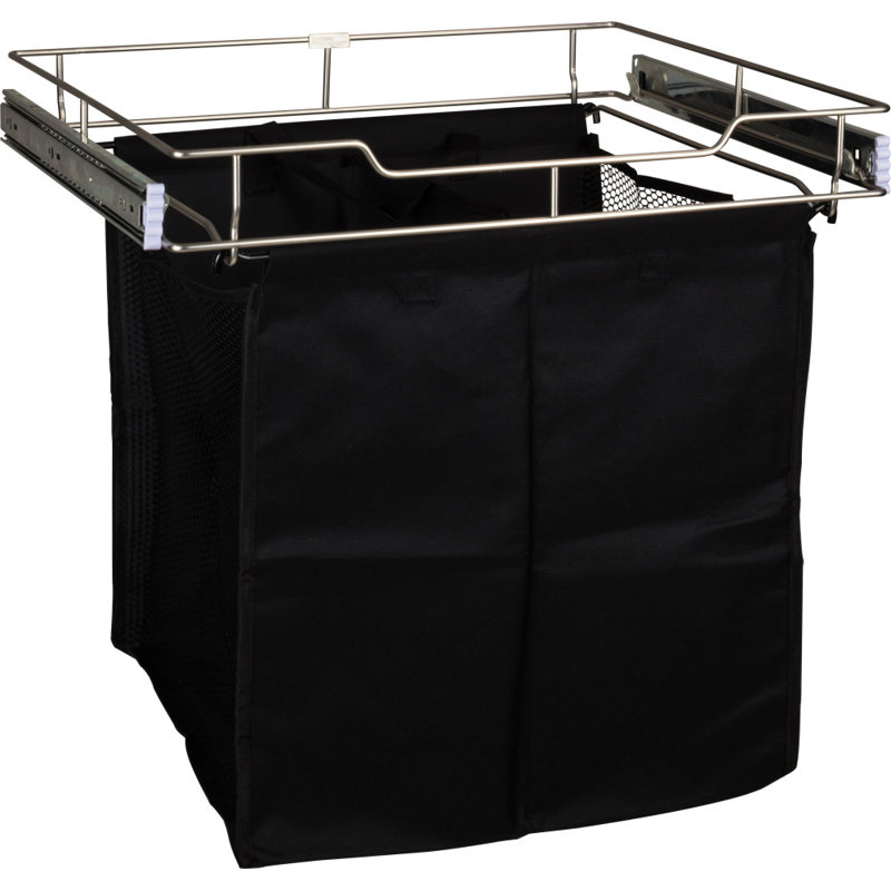 Metal Laundry Hamper with Handles, Large (22.5"H x 23"W x 18"D), Polished Chrome