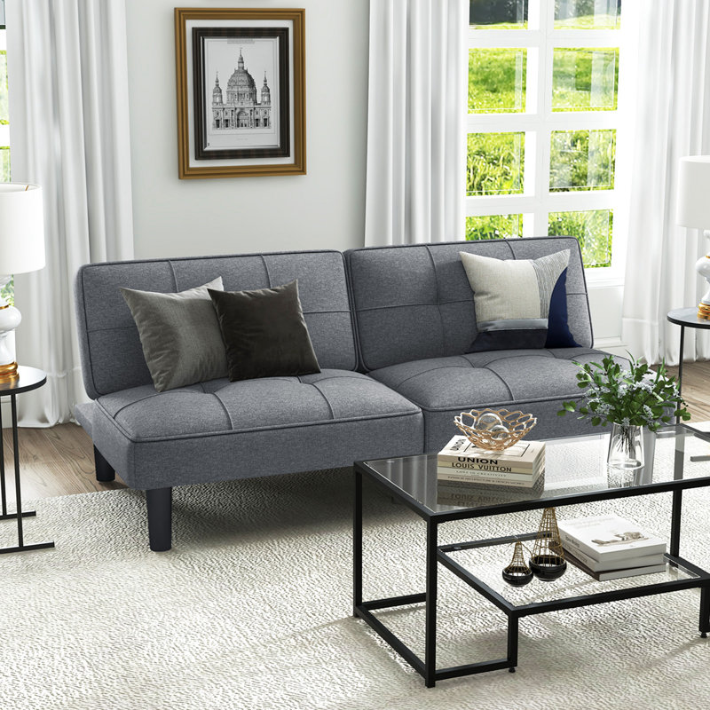 Ebern Designs Convertible Folding Futon Sofa Bed With 6-position Adjustable Backrest Cushion