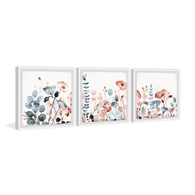 Joli coquelicot triptyque, H 32 po x l 32 po