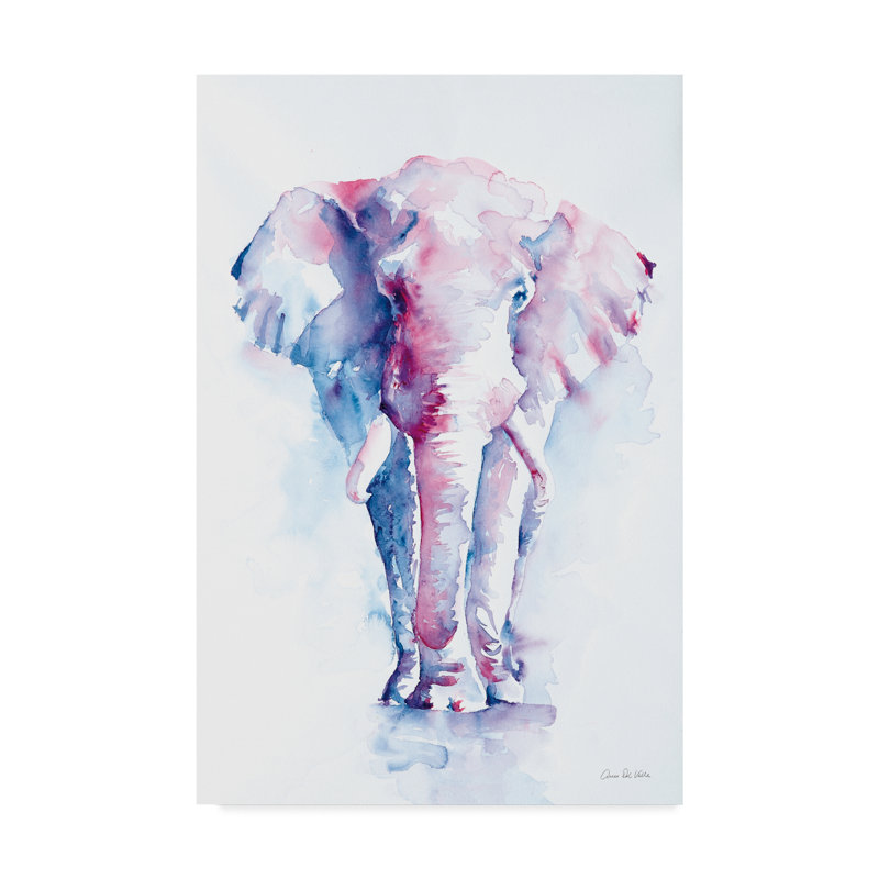 Art mural sur toile tendue - "Un éléphant n'oublie jamais" Aimee Del Valley pour décoration de salon, de chambre à coucher ou de bureau - 16 x 24
