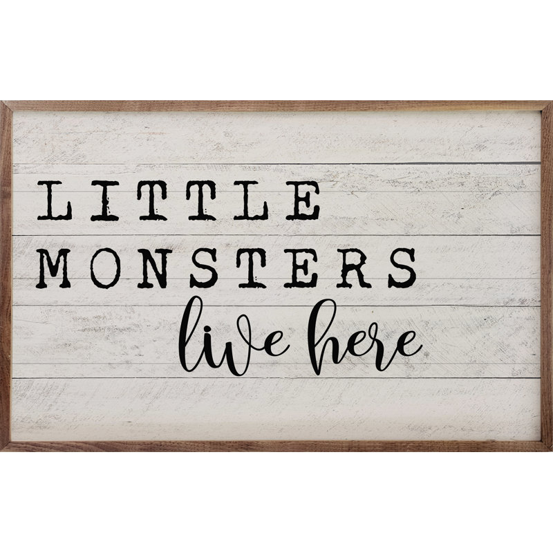 Little Monsters Live Here Whitewash, H 16 po x l 24 po