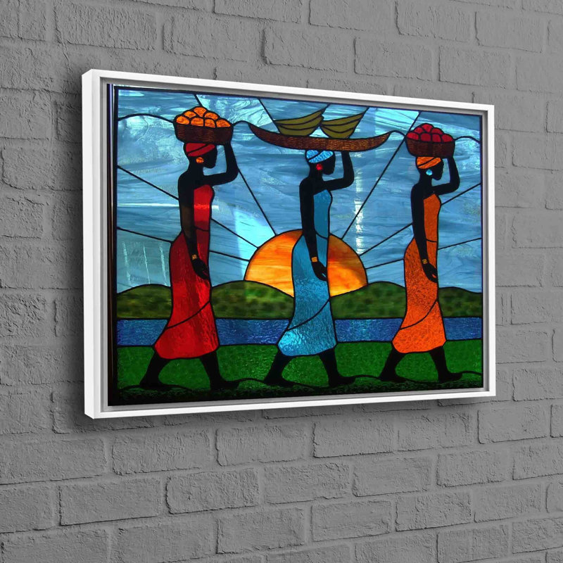 Stunning Sunset Canvas Art Featuring an Abstract Landscape with a Bold African Woman Depicted in Evocative Tones