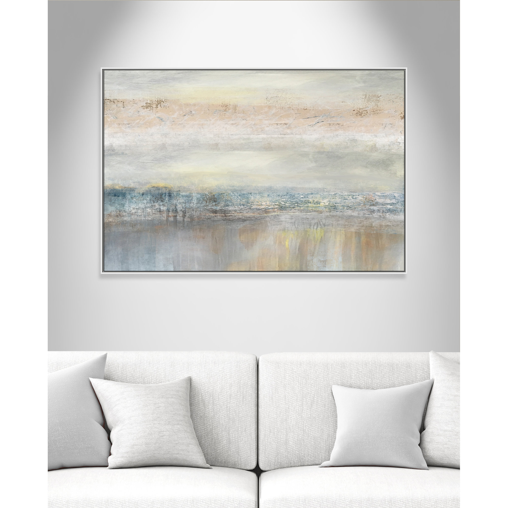 From A Distance by Nan - Painting Print, White, Picture Framed Canvas, 41.5" H x 61.5" W