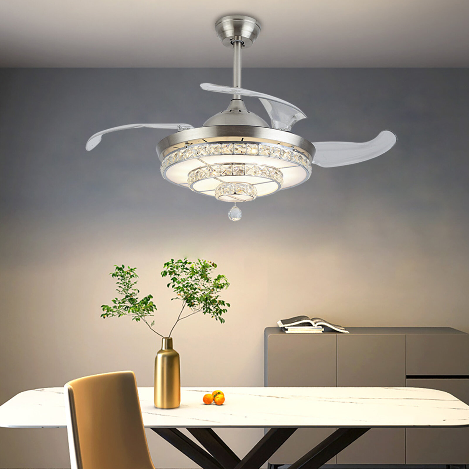 42 Edmund 3 - Blade Retractable Blades Ceiling Fan with Remote Control and Light Kit Included Etta Avenue