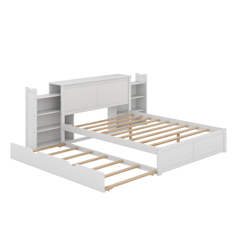 Grand lit plateforme avec rangement et lit gigogne