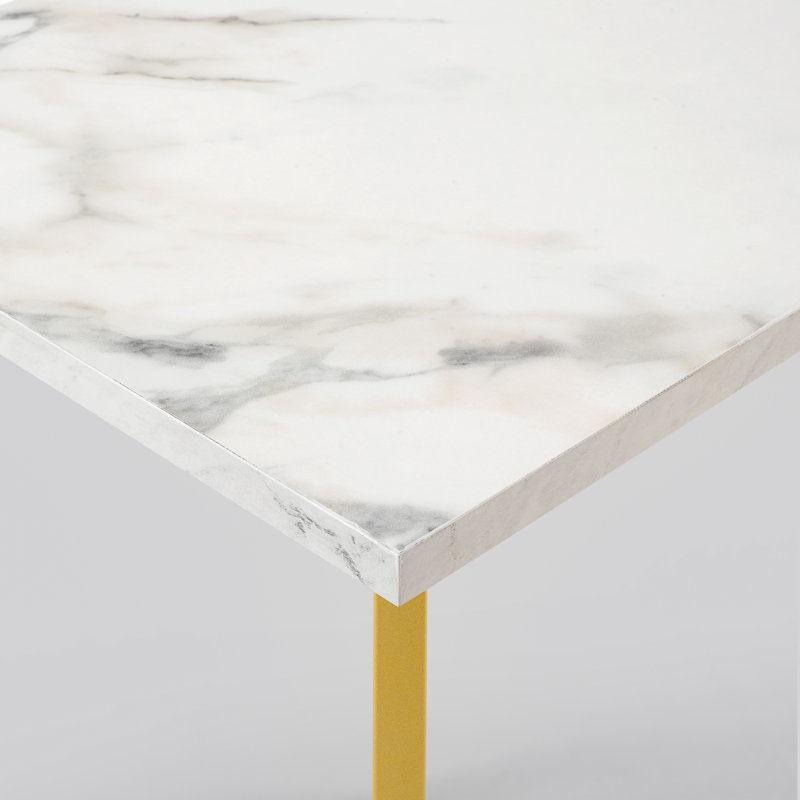 Adelaida End Table, Faux White/Gold