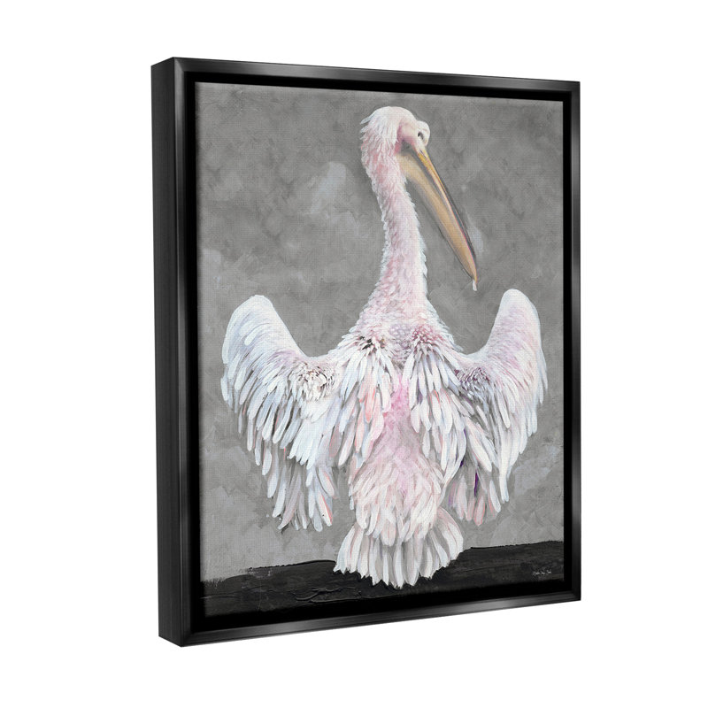 «Pelican Flapping Wings Floater Frame» par Steller Design Studio sur toile, Cadre flottant noir de jais, H 31 po x l 25 po