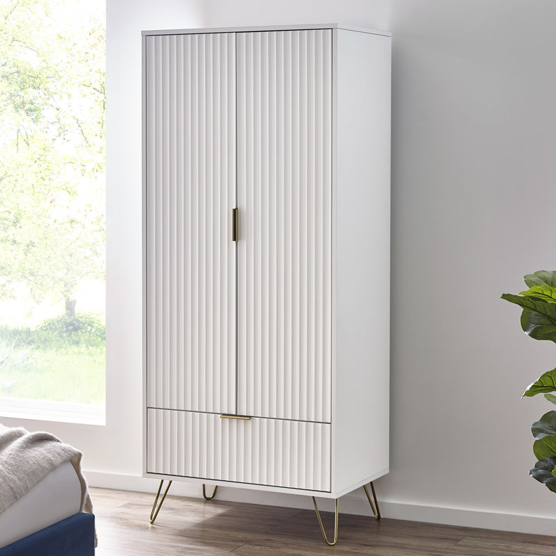 Brazzell 2 Door Solid Wood Wardrobe