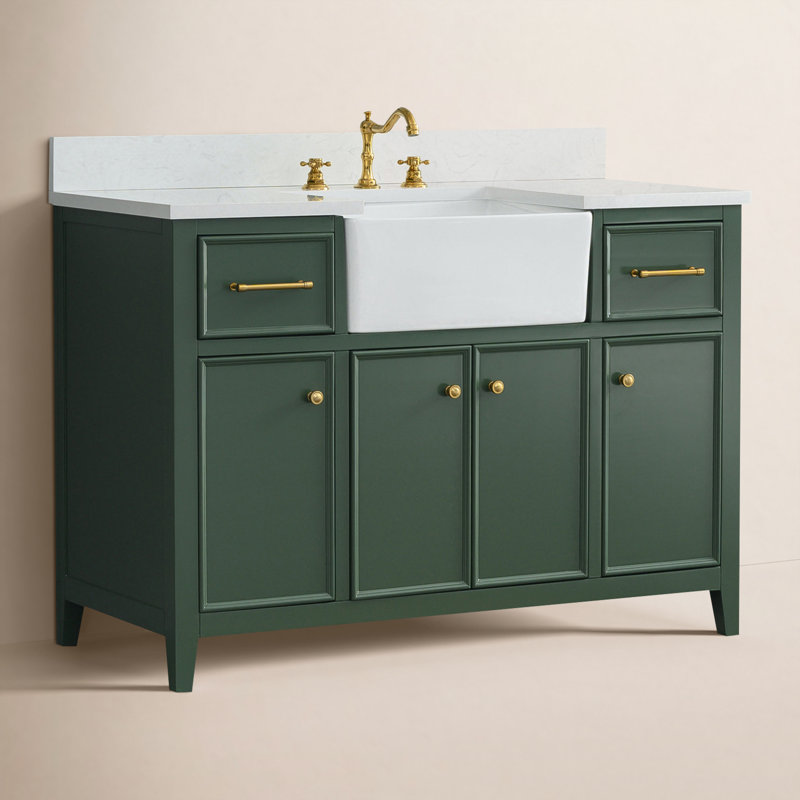 Aisa 48" Single Bathroom Vanity, Evergreen/Brushed Gold