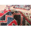 Tapis unique rouge / bleu / beige noué à la main de 6 pi 7 po x 9 pi 9 po Aimiee