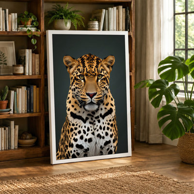 Leopard Portrait Modern - Wrapped Canvas