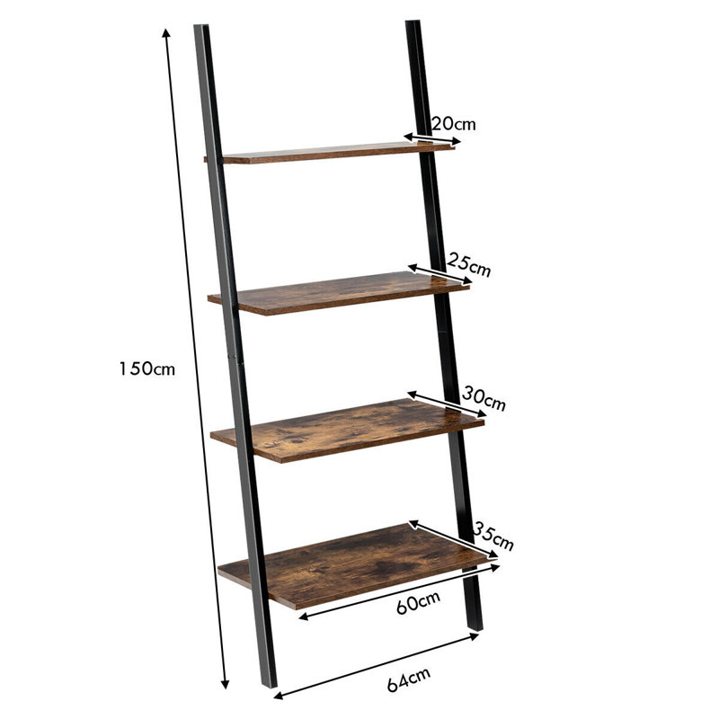 Gingras 150 cm H x 64 cm W Iron Ladder Bookcase