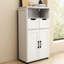 Armoire de rangement à double porte avec espace intérieur réglable, tiroirs et tablettes ouvertes pour la décoration intérieure dans le salon de bureau, panneau de particules blanc, tablettes en solution de 11,79 po de largeur, tablettes, conception