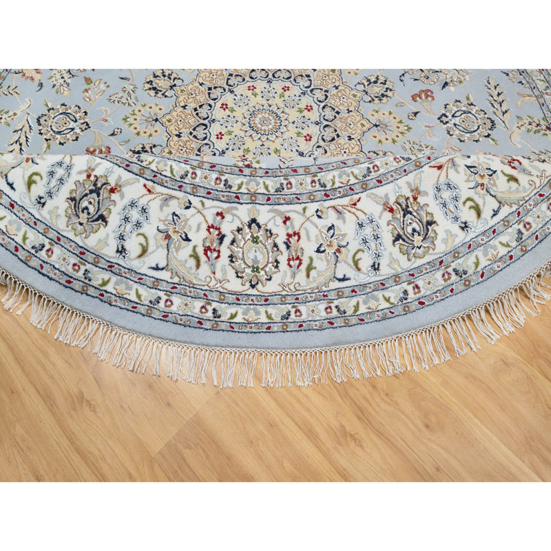 Tapis rond en laine et en soie noué à la main 9 pi x 9 pi bleu Kain 250 KPSI 0816E1CFA1104BCA8039FCA8834AA883