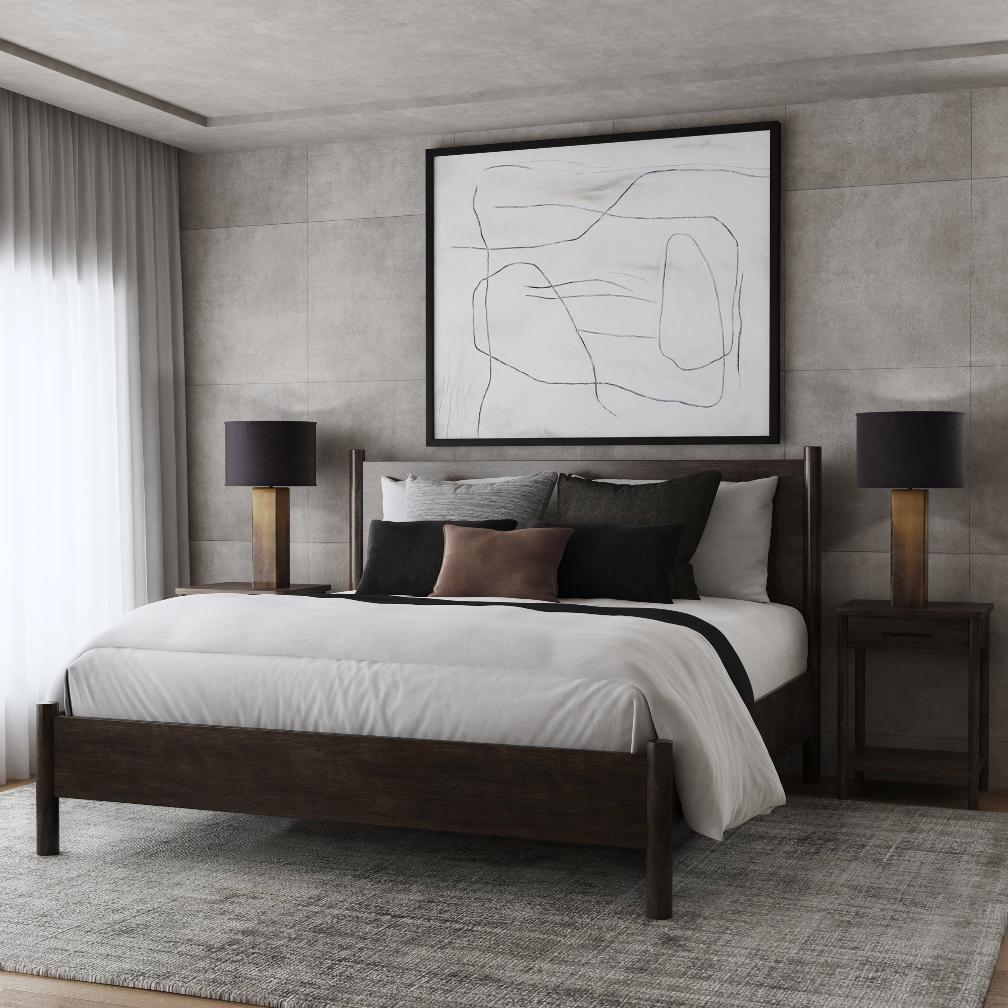 Hall Panel Bed, Dark Brown, King