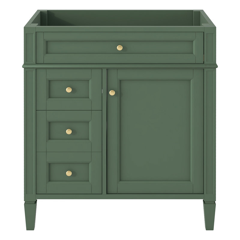 Meuble-lavabo de salle de bain de 30 po sans lavabo supérieur, armoire de rangement moderne avec 2 tiroirs et un tiroir rabattable (BASSIN INCLUS)