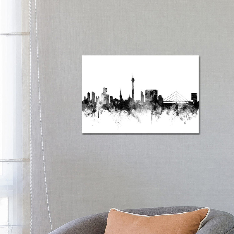 Düsseldorf, Germany In Black & White by Michael Tompsett - Wrapped Canvas Gallery-Wrapped Canvas Giclée