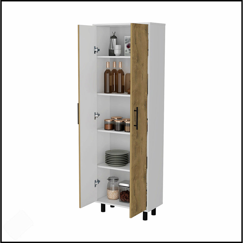 Fagan 2-Door 5-Shelf Kitchen Pantry With Spacious Storage And Modern Macadamia Finish, Ideal For Organized Kitchens