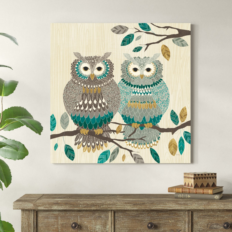 " Cool Feathers II " by Veronique Charron Painting Print, 36" H x 36" W