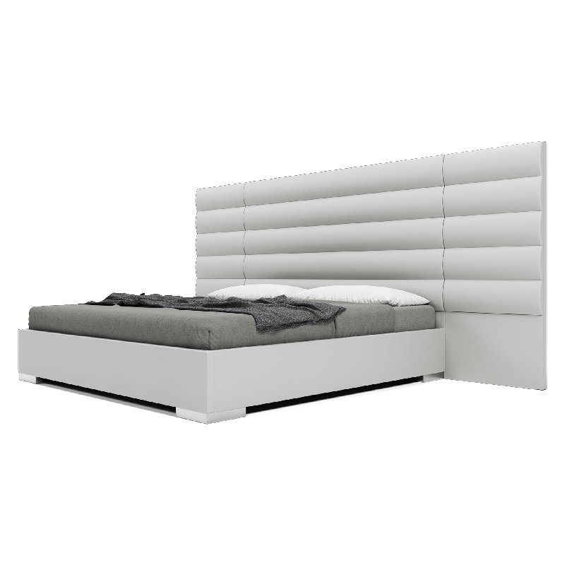 Instinct Tufted Upholstered Low Profile Platform Bed, Queen, Pearl Gray Eco Leather