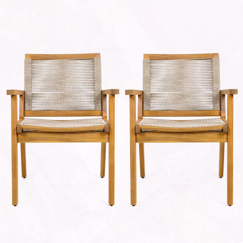 Chaise de salle à manger en bois d'acacia tissée à la corde