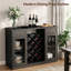 Armoire à café avec mini espace réfrigérateur, lumières DEL et prise de courant, mini armoire réfrigérateur avec tiroir pour le salon, noir