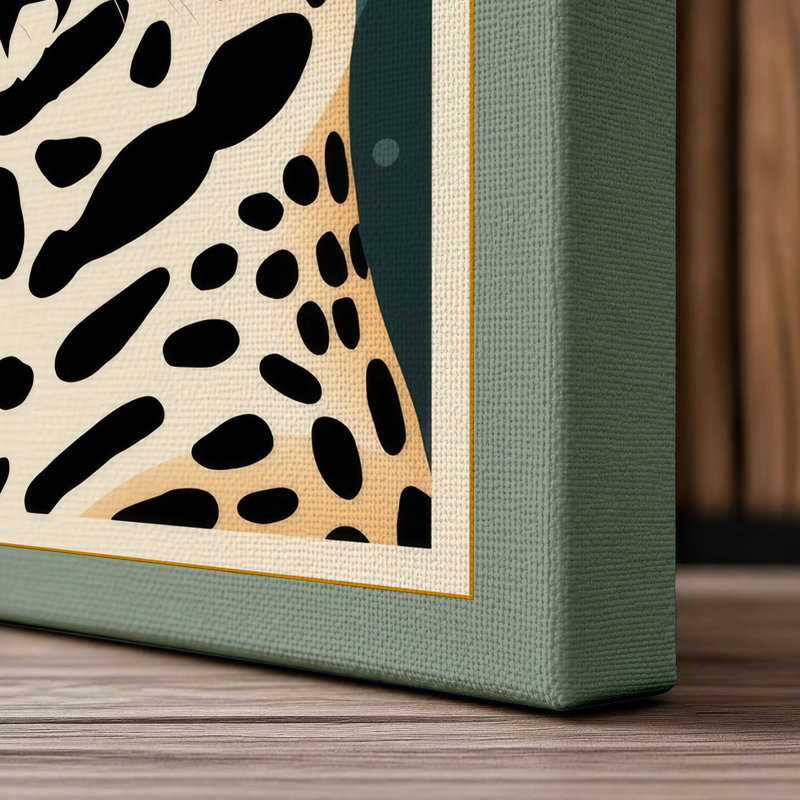 Leopard Portrait Geometric - Wrapped Canvas, 18x12 - 45.7 x 30.5 cm, Sage Border