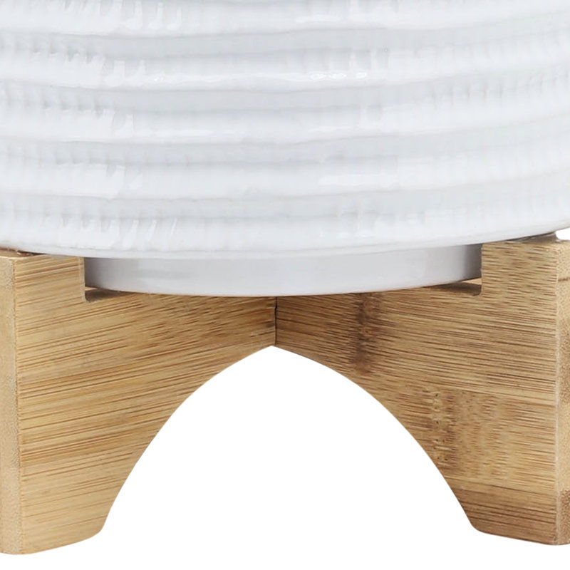 8" Planter W/ Stand, White