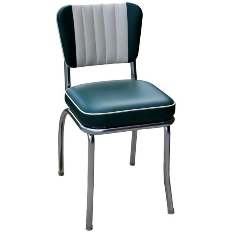 Retro Home Upholstered Channel Back Dining Chair, Green