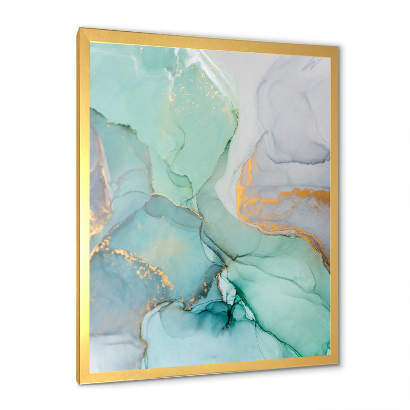 Décoration murale en toile or doré et gris liquide - Glam Canvas, H 32 po x l 16 po x P 1 po, Toile avec cadre photo doré
