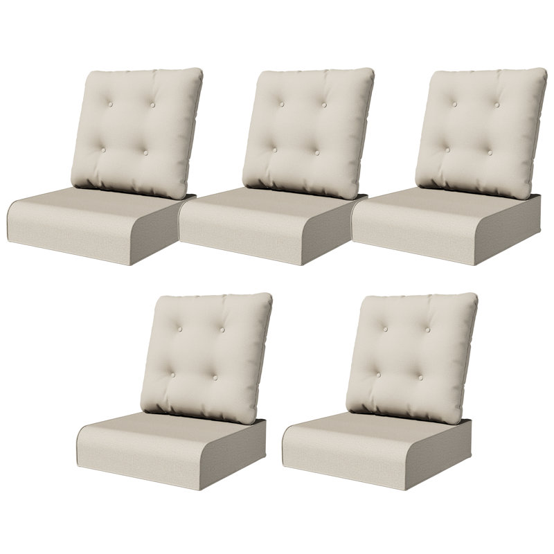 Adwin Outdoor 6" Deep Seat Olefin Cushion Set with Water & UV Resistant Cover (Cushions Only), Beige, 5